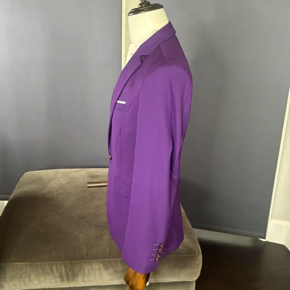 Men’s Mogu Purple Suit Jacket Blazer One Button Notched Lapel Size 36 NWT